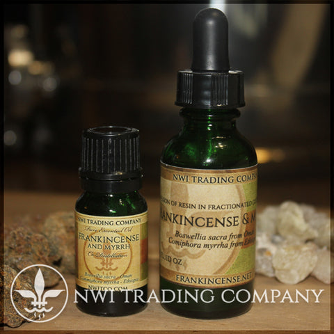 Frankincense and Myrrh Co-Distilled Essential Oil, and Infused Carrier Oil